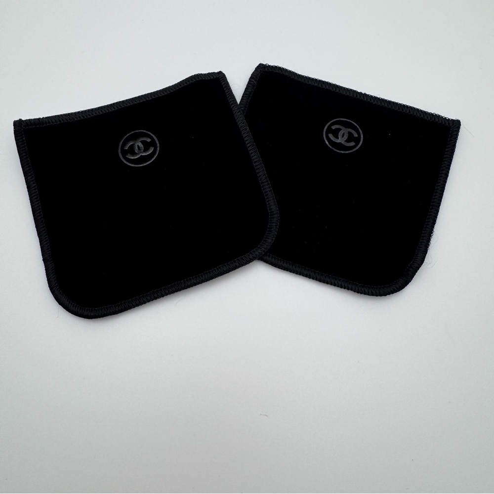 CHANEL Black Velvet Compact Pouches Set of 2 CC Makeup Dust Bags